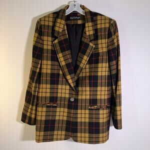 Vintage Giorgio Sant'Angelo Blazer Womens‎ 8 Medium Plaid Wool Jacket 90s